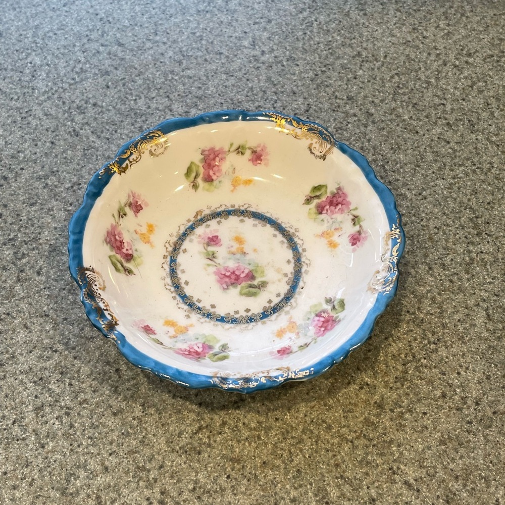 Elbogen Austria china dish pink blue and white